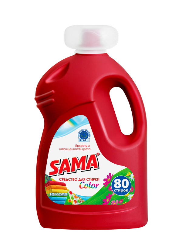 Гель для прання SAMA Color, для кольорової білизни, автомат, ручне прання, 4л